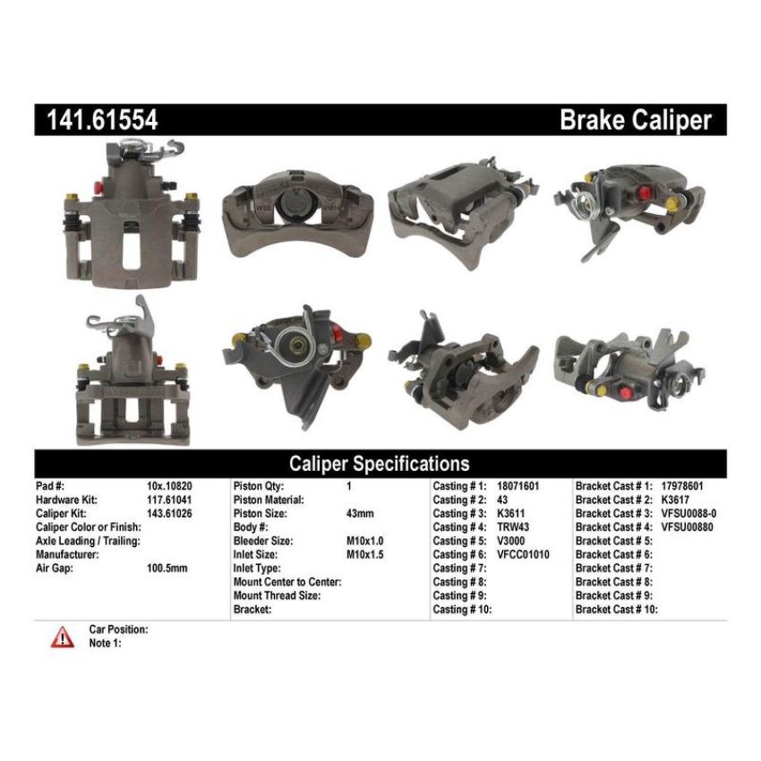 CENTRIC PARTS 141.61554 Centric Semi-Loaded Brake Caliper