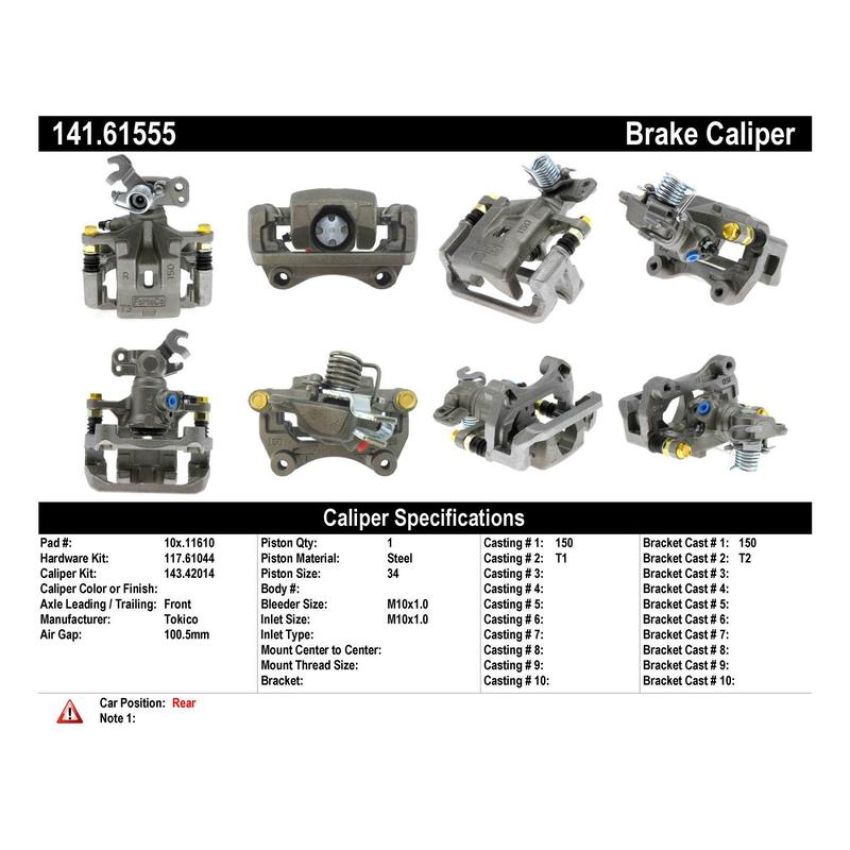 CENTRIC PARTS 141.61555 Centric Semi-Loaded Brake Caliper