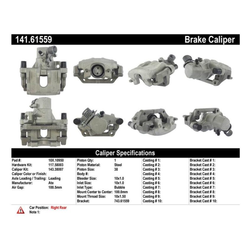 CENTRIC PARTS 141.61559 Centric Semi-Loaded Brake Caliper