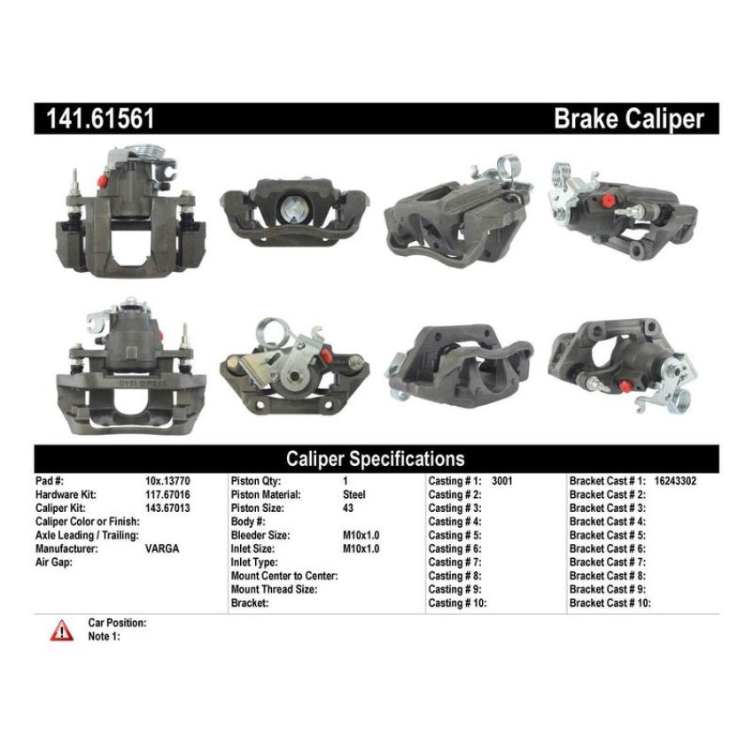 CENTRIC PARTS 141.61561 Centric Semi-Loaded Brake Caliper
