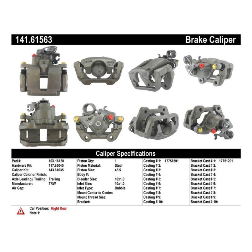CENTRIC PARTS 141.61563 Centric Semi-Loaded Brake Caliper