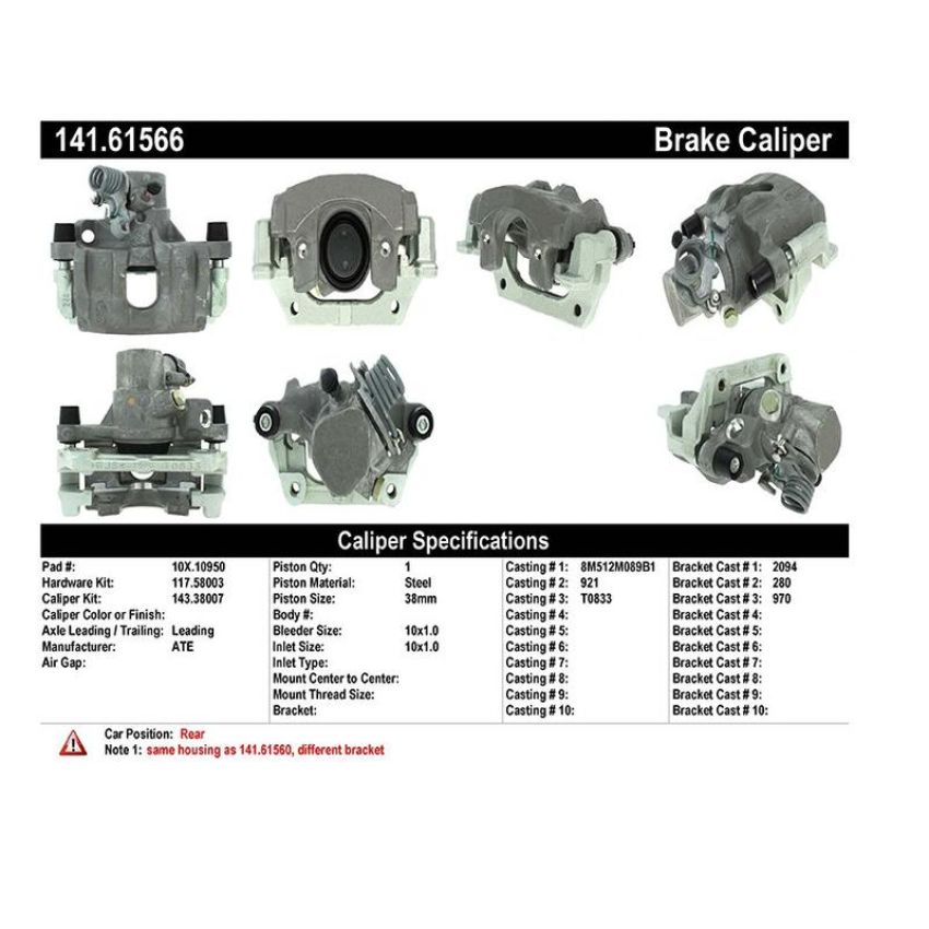CENTRIC PARTS 141.61566 Centric Semi-Loaded Brake Caliper
