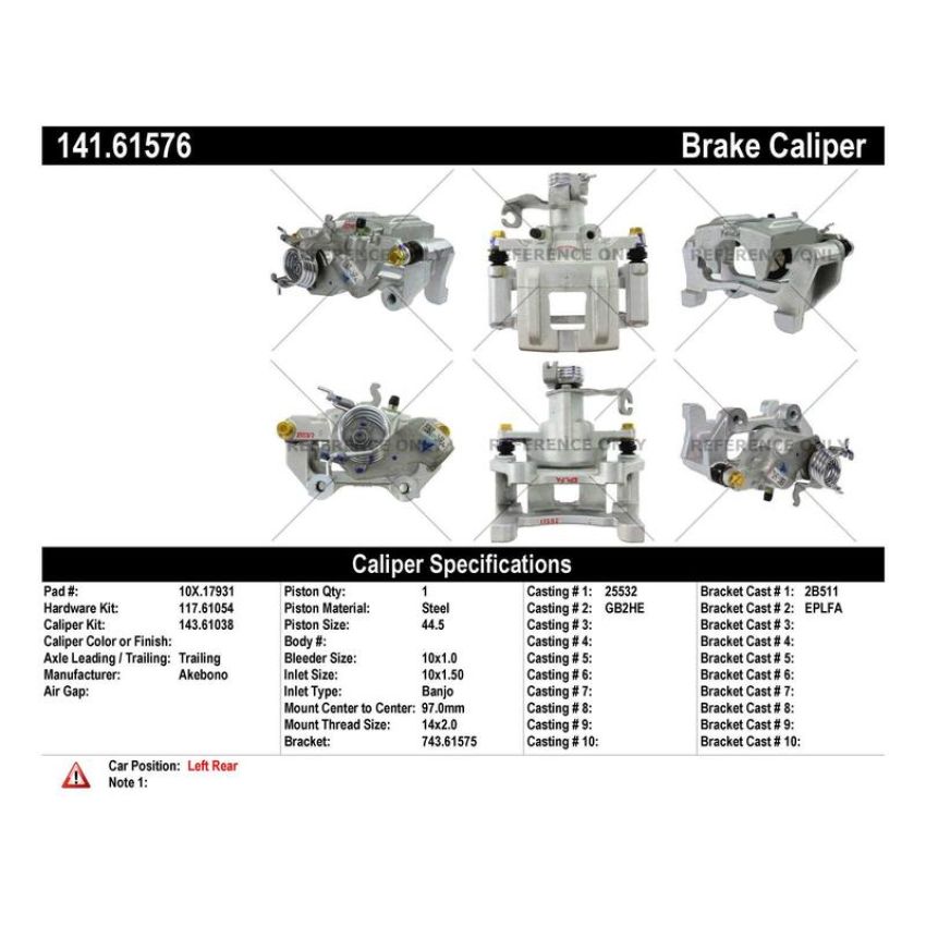 CENTRIC PARTS 141.61576 Centric Semi-Loaded Brake Caliper