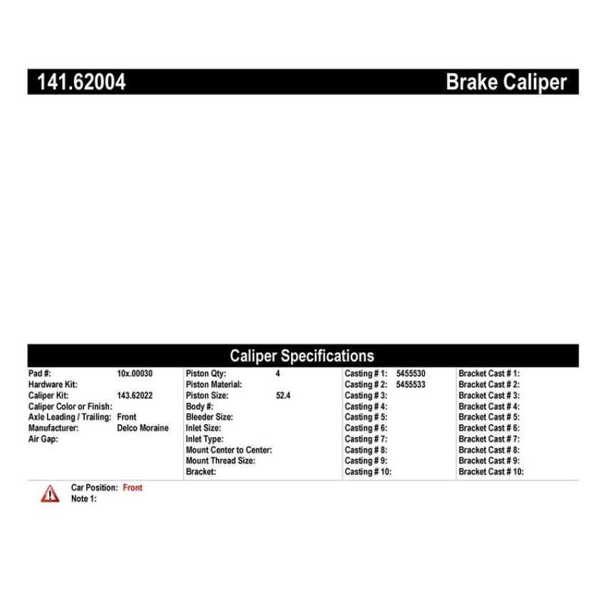 CENTRIC PARTS 141.62004 Centric Semi-Loaded Brake Caliper