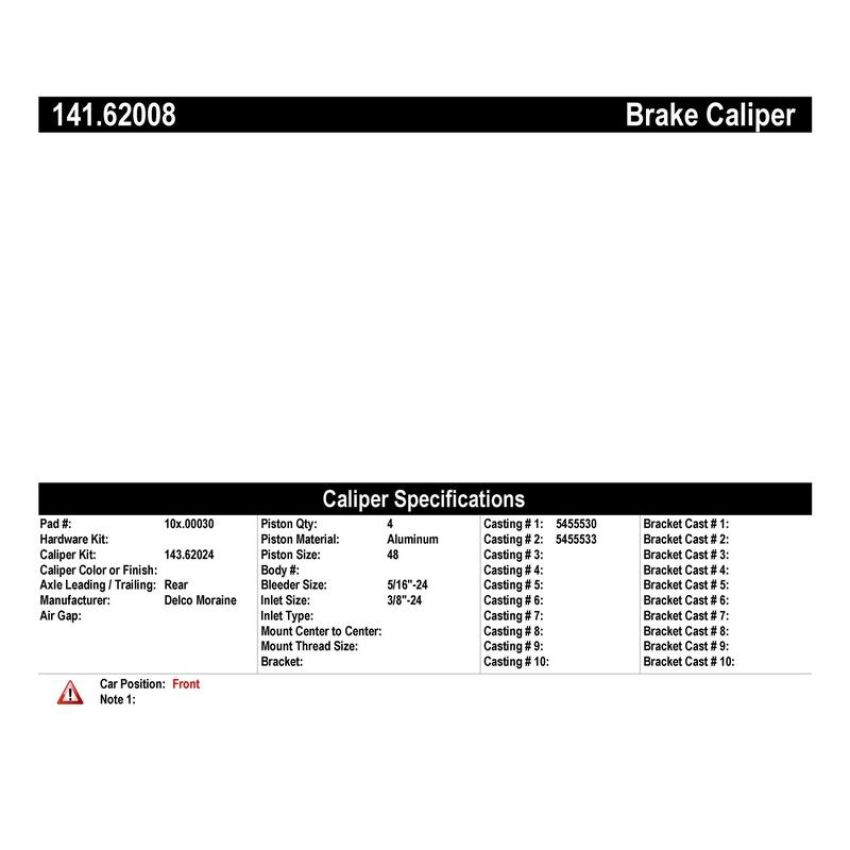 CENTRIC PARTS 141.62008 Centric Semi-Loaded Brake Caliper