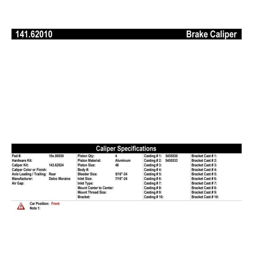 CENTRIC PARTS 141.62010 Centric Semi-Loaded Brake Caliper