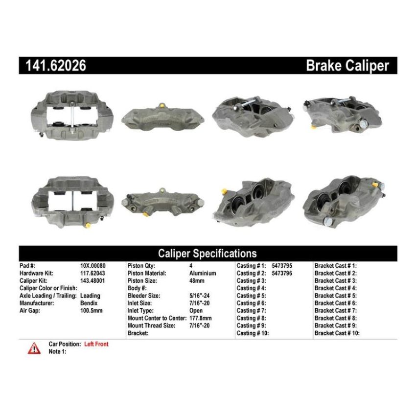 CENTRIC PARTS 141.62026 Centric Semi-Loaded Brake Caliper