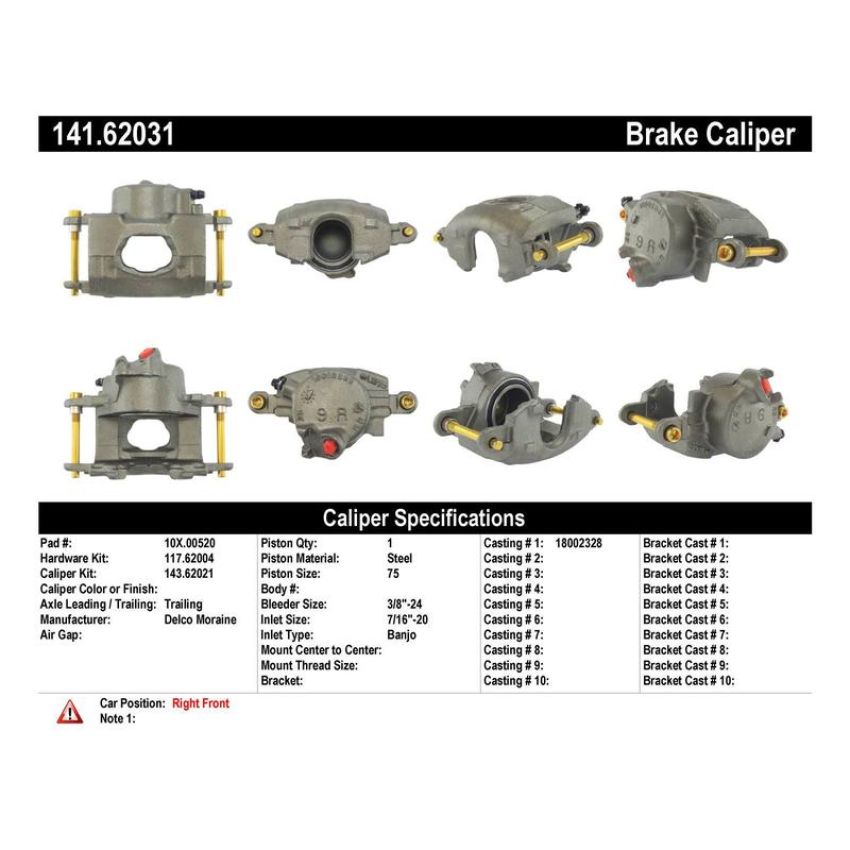 CENTRIC PARTS 141.62031 Centric Semi-Loaded Brake Caliper