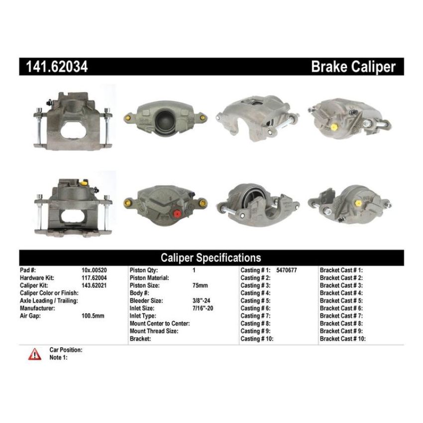 CENTRIC PARTS 141.62034 Centric Semi-Loaded Brake Caliper