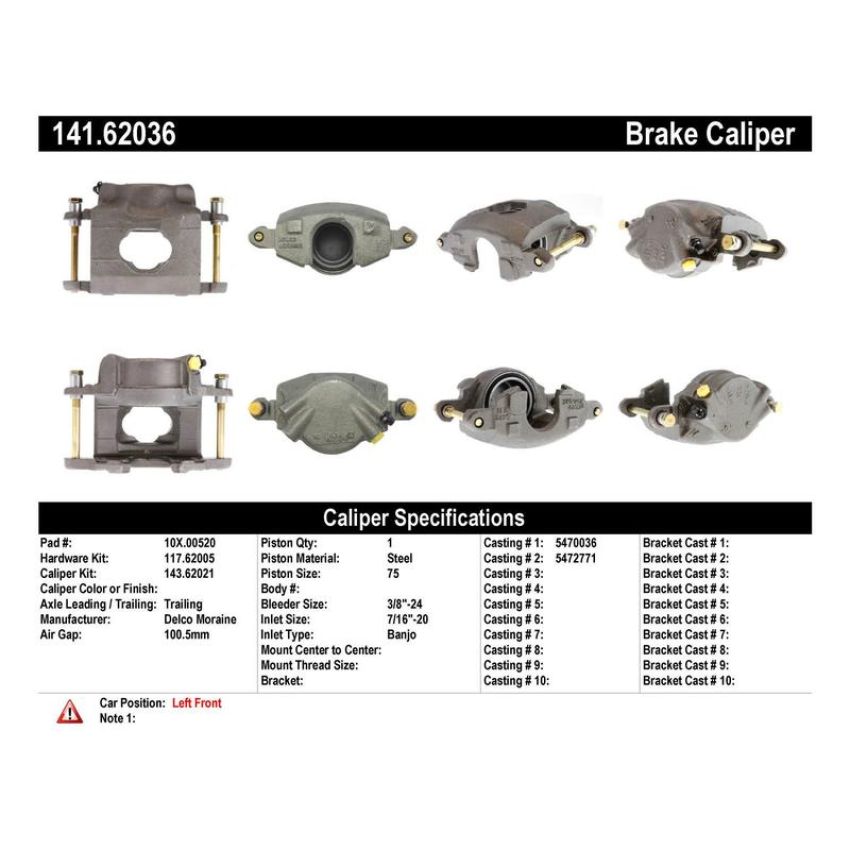 CENTRIC PARTS 141.62036 Centric Semi-Loaded Brake Caliper