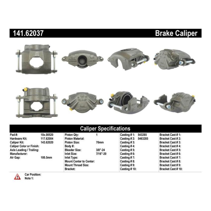 CENTRIC PARTS 141.62037 Centric Semi-Loaded Brake Caliper