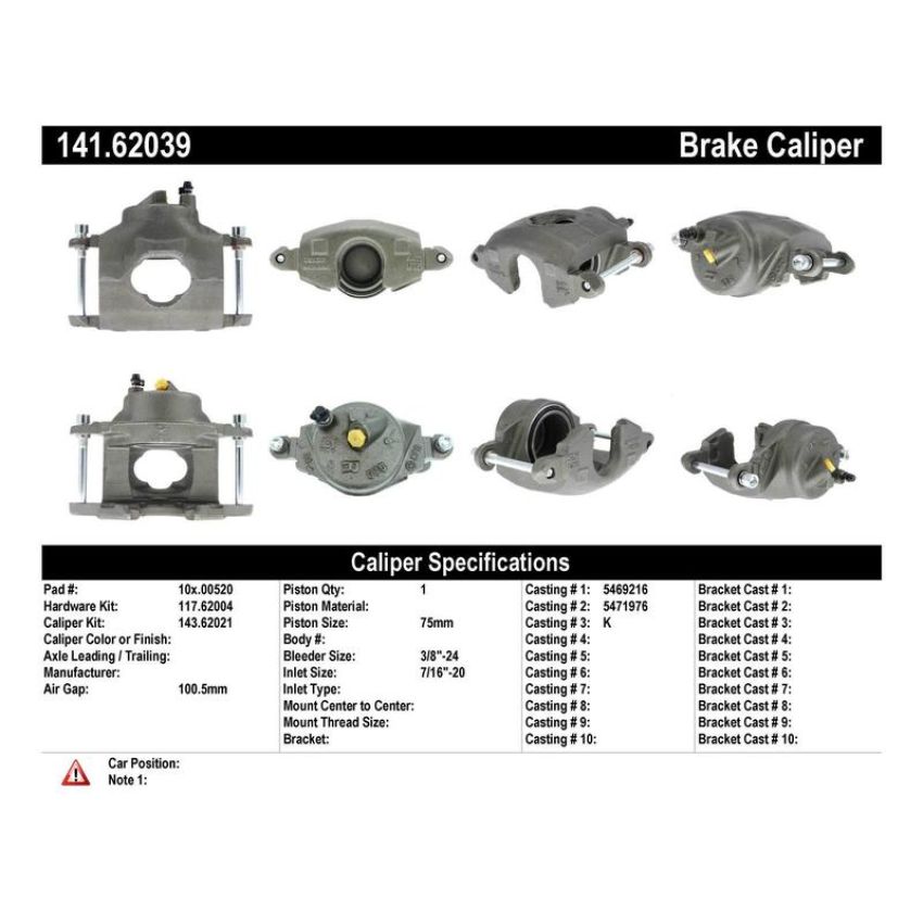 CENTRIC PARTS 141.62039 Centric Semi-Loaded Brake Caliper