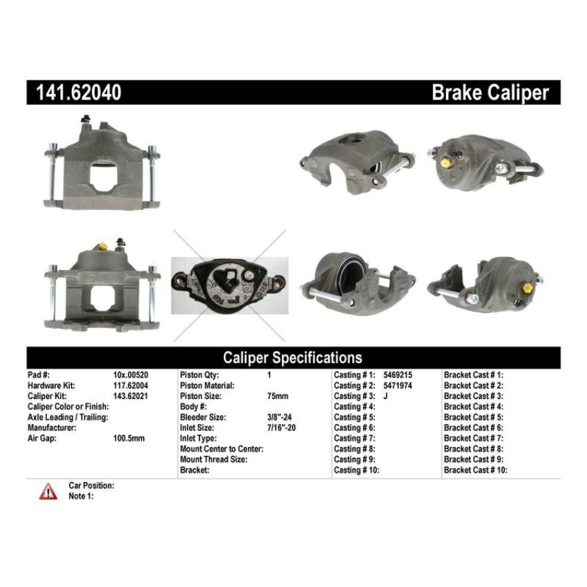CENTRIC PARTS 141.62040 Centric Semi-Loaded Brake Caliper