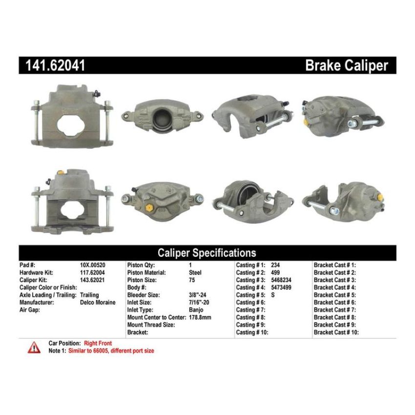 CENTRIC PARTS 141.62041 Centric Semi-Loaded Brake Caliper