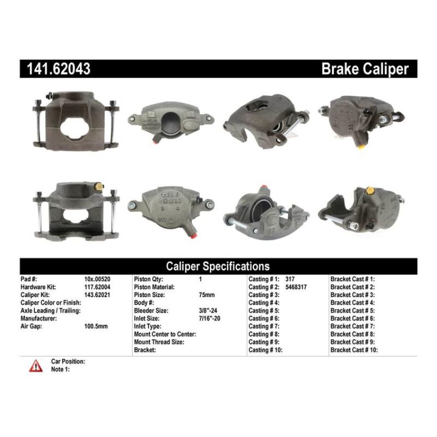 CENTRIC PARTS 141.62043 Centric Semi-Loaded Brake Caliper