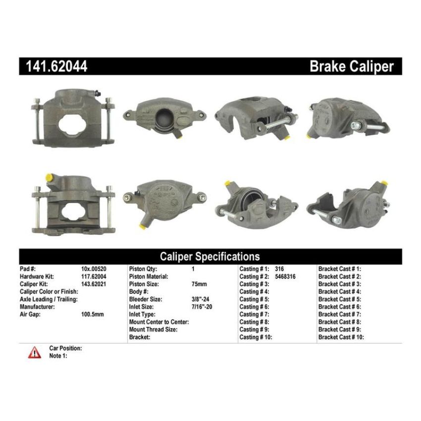 CENTRIC PARTS 141.62044 Centric Semi-Loaded Brake Caliper