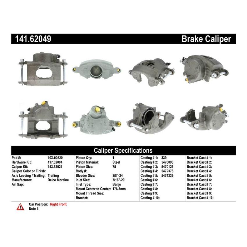 CENTRIC PARTS 141.62049 Centric Semi-Loaded Brake Caliper