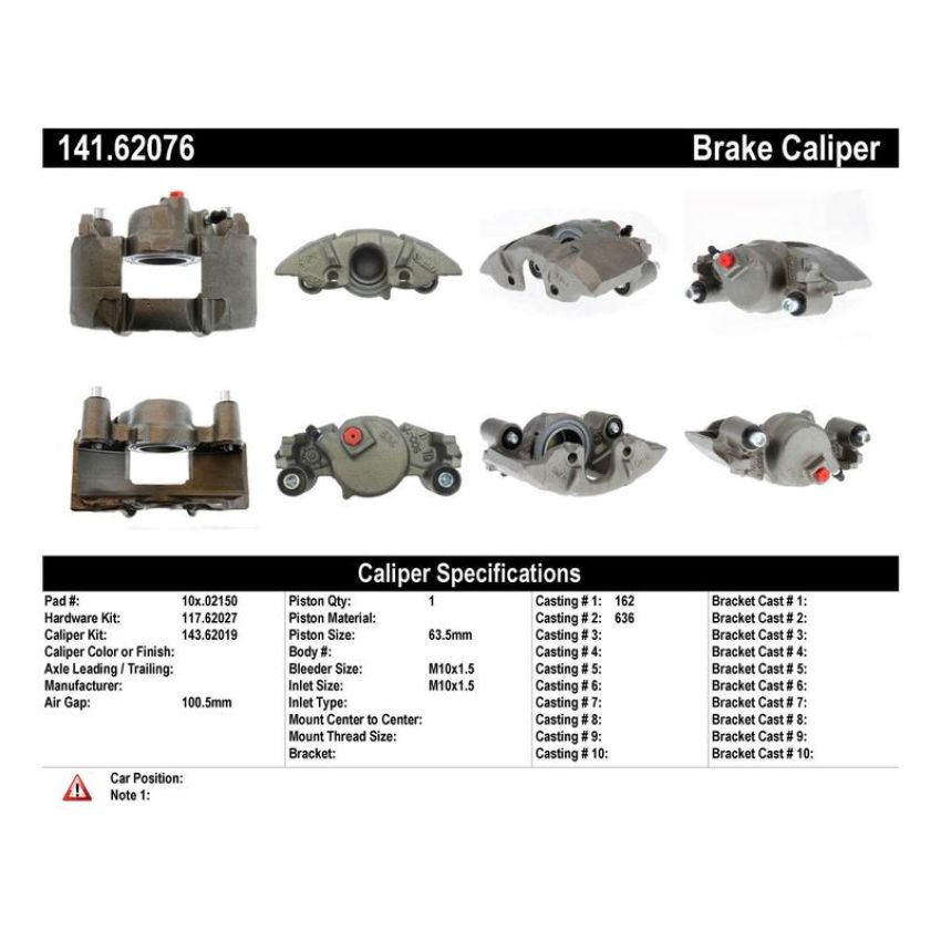 CENTRIC PARTS 141.62076 Centric Semi-Loaded Brake Caliper