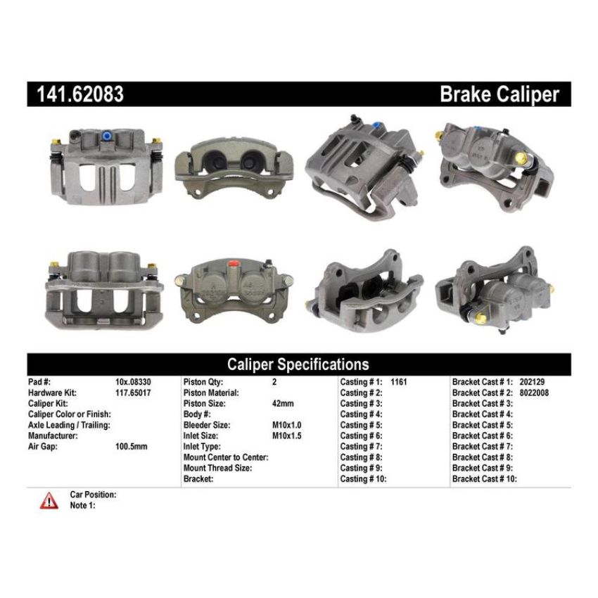 CENTRIC PARTS 141.62083 Centric Semi-Loaded Brake Caliper with New Phenolic Pistons
