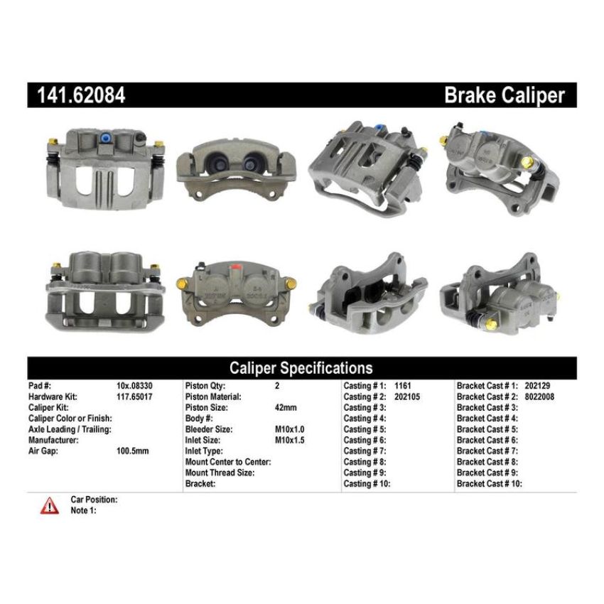 CENTRIC PARTS 141.62084 Centric Semi-Loaded Brake Caliper with New Phenolic Pistons