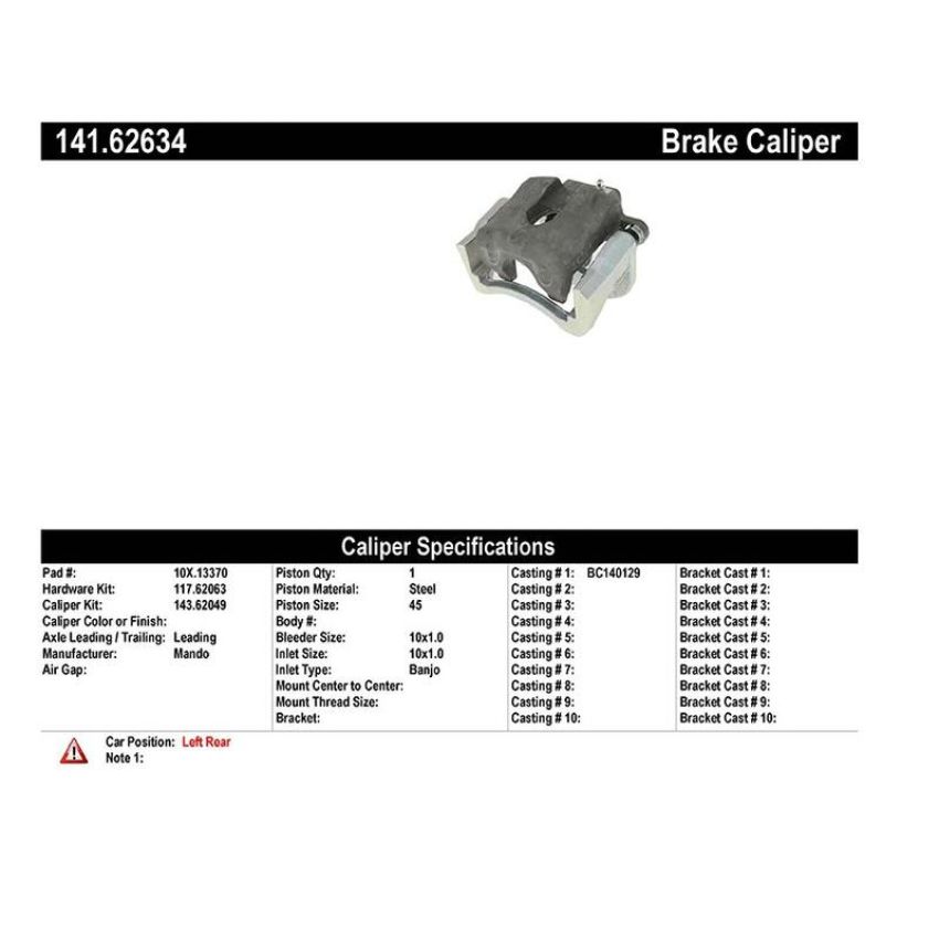 CENTRIC PARTS 141.62634 Centric Semi-Loaded Brake Caliper