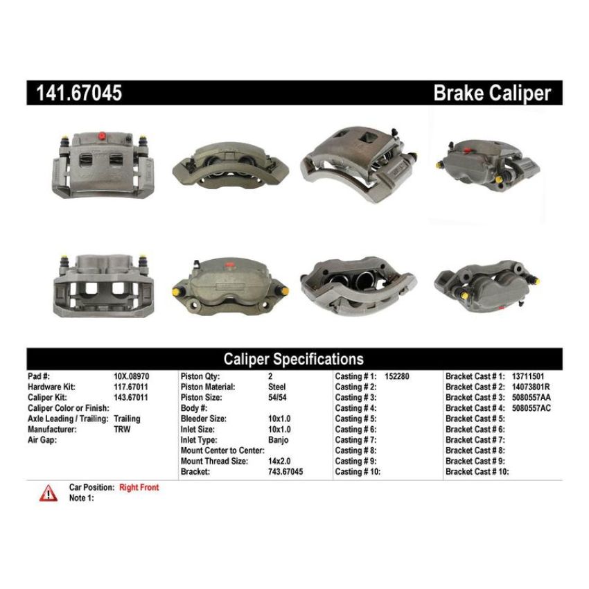 CENTRIC PARTS 141.67045 Centric Semi-Loaded Brake Caliper