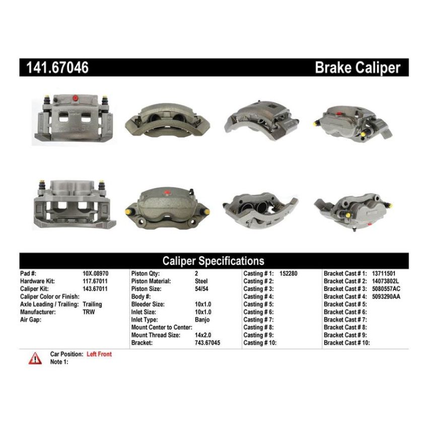 CENTRIC PARTS 141.67046 Centric Semi-Loaded Brake Caliper
