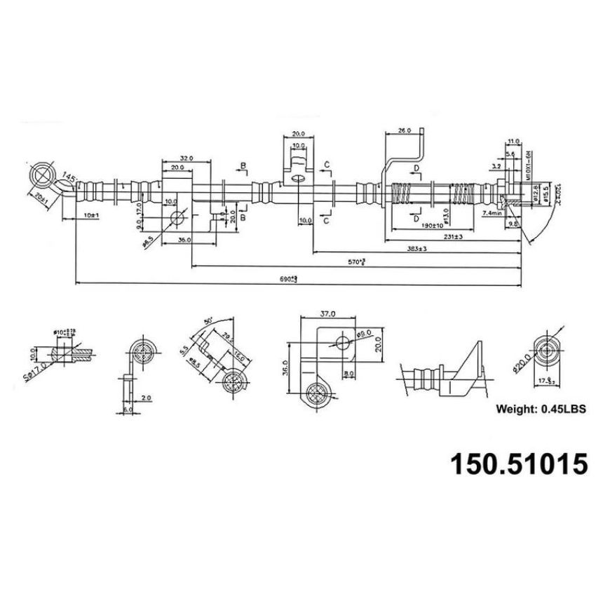 CENTRIC PARTS 150.51015 Centric Brake Hose