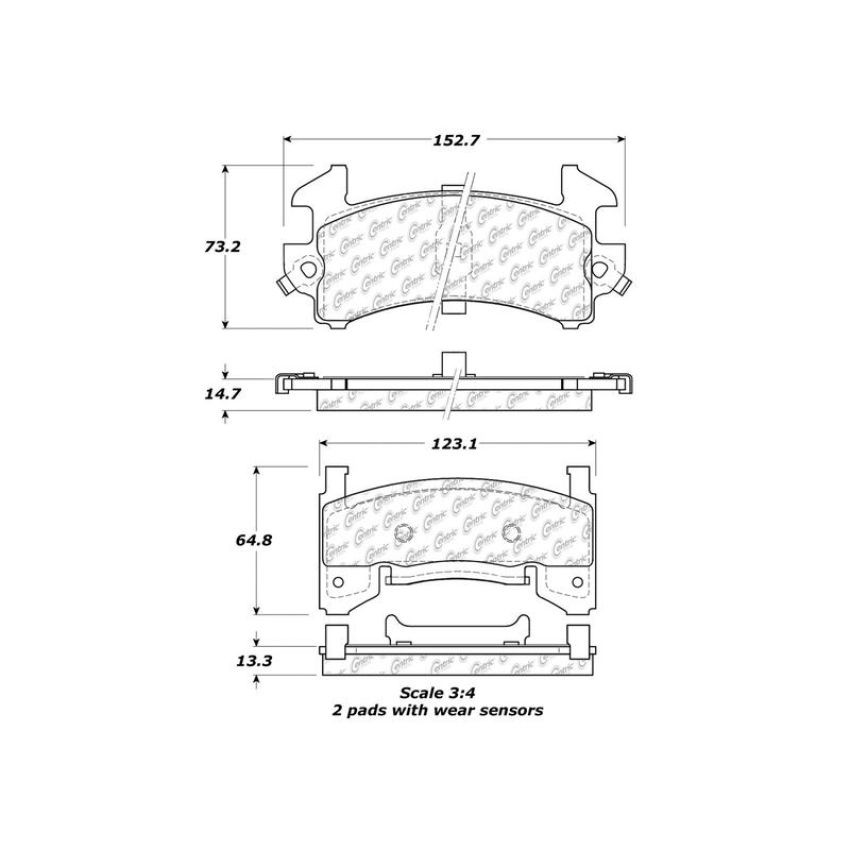 CENTRIC PARTS 300.01540 Centric Premium Semi-Metallic Brake Pads with Shims and Hardware