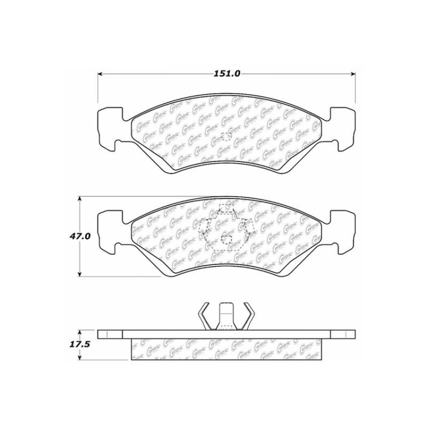 CENTRIC PARTS 300.01700 Centric Premium Semi-Metallic Brake Pads with Shims and Hardware