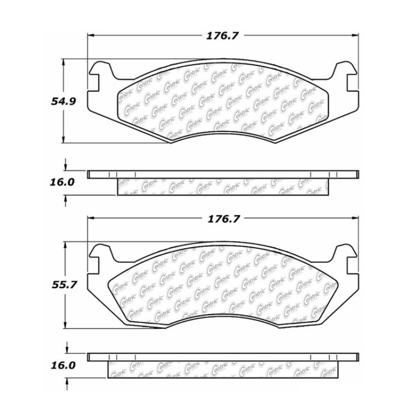 CENTRIC PARTS 300.02030 Centric Premium Semi-Metallic Brake Pads with Shims and Hardware