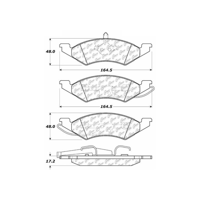 CENTRIC PARTS 300.02570 Centric Premium Semi-Metallic Brake Pads with Shims and Hardware