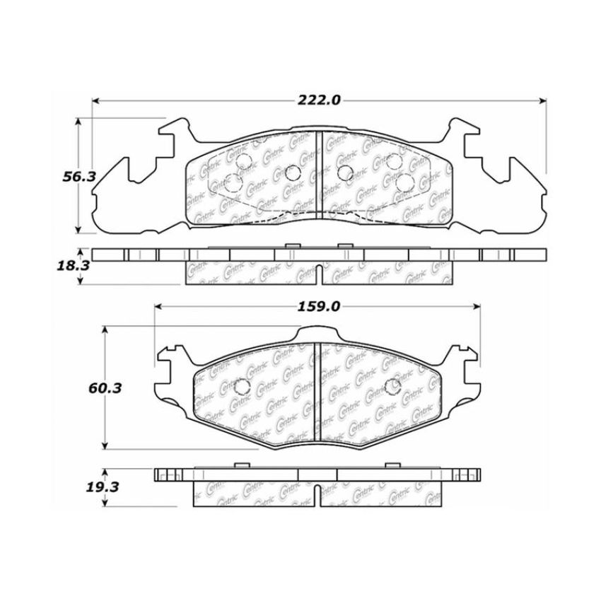 CENTRIC PARTS 300.02590 Centric Premium Semi-Metallic Brake Pads with Shims and Hardware