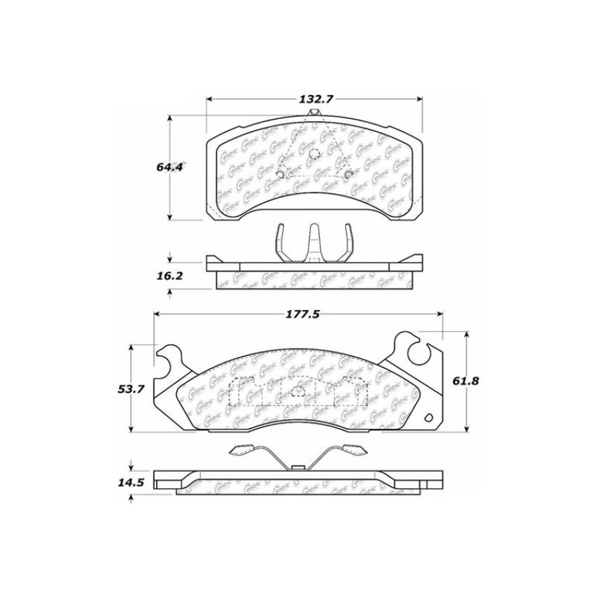 CENTRIC PARTS 300.03100 Centric Premium Semi-Metallic Brake Pads with Shims and Hardware