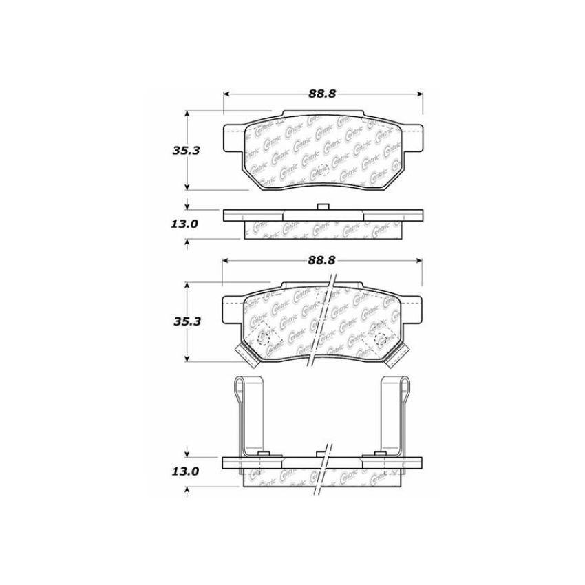 CENTRIC PARTS 300.03740 Centric Premium Semi-Metallic Brake Pads with Shims and Hardware