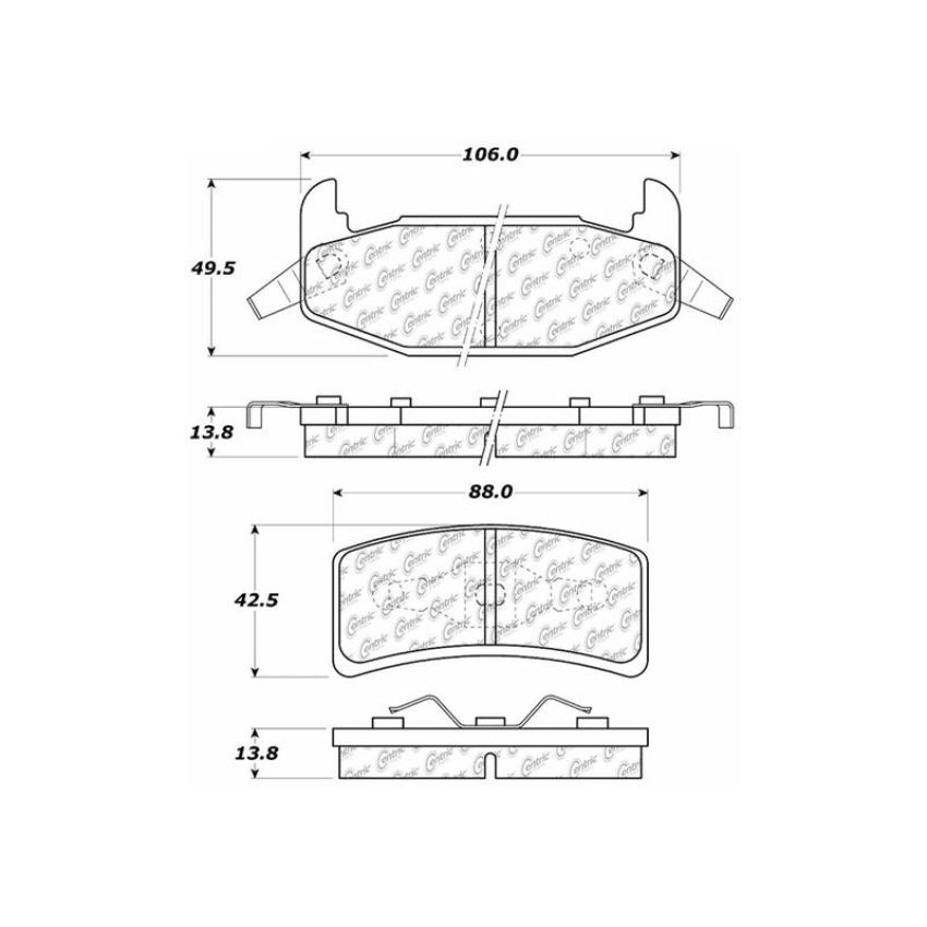 CENTRIC PARTS 300.03770 Centric Premium Semi-Metallic Brake Pads with Shims and Hardware