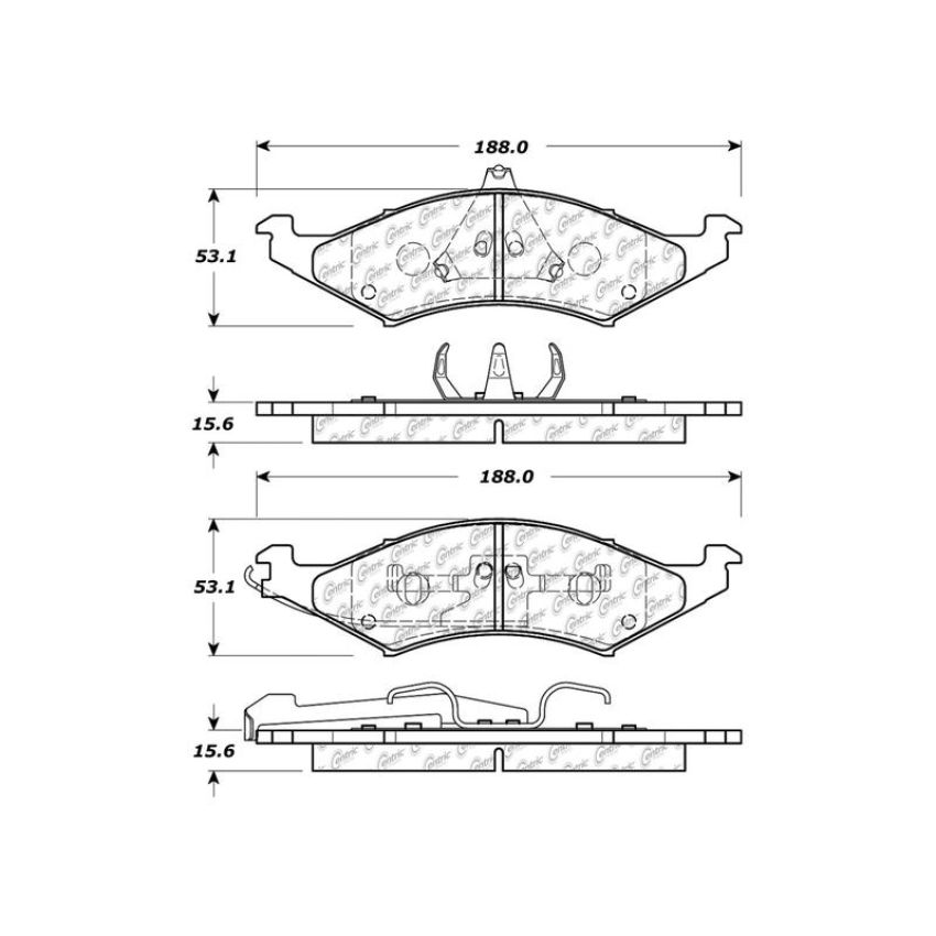 CENTRIC PARTS 300.04210 Centric Premium Semi-Metallic Brake Pads with Shims and Hardware