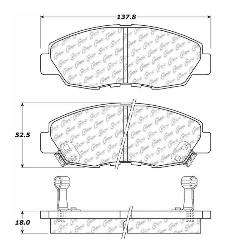 CENTRIC PARTS 300.04650 Centric Premium Semi-Metallic Brake Pads with Shims and Hardware