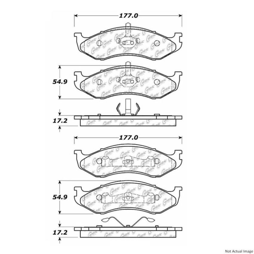 CENTRIC PARTS 300.04770 Centric Premium Semi-Metallic Brake Pads with Shims and Hardware