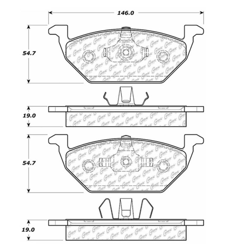 CENTRIC PARTS 300.07680 Centric Premium Semi-Metallic Brake Pads with Shims and Hardware