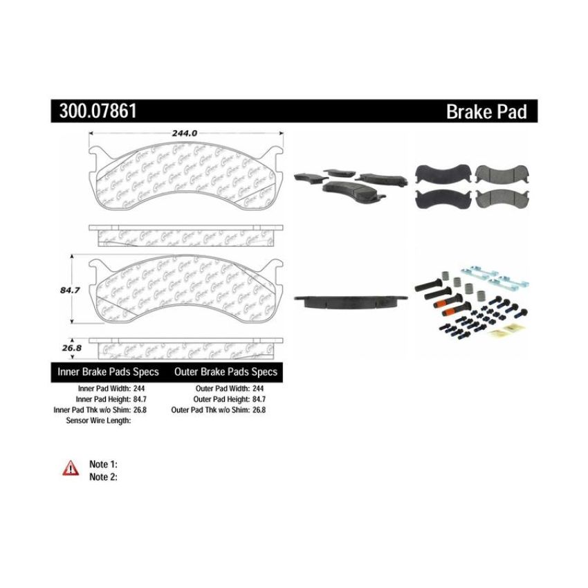 CENTRIC PARTS 300.07861 Centric Premium Semi-Metallic Brake Pads with Shims and Hardware
