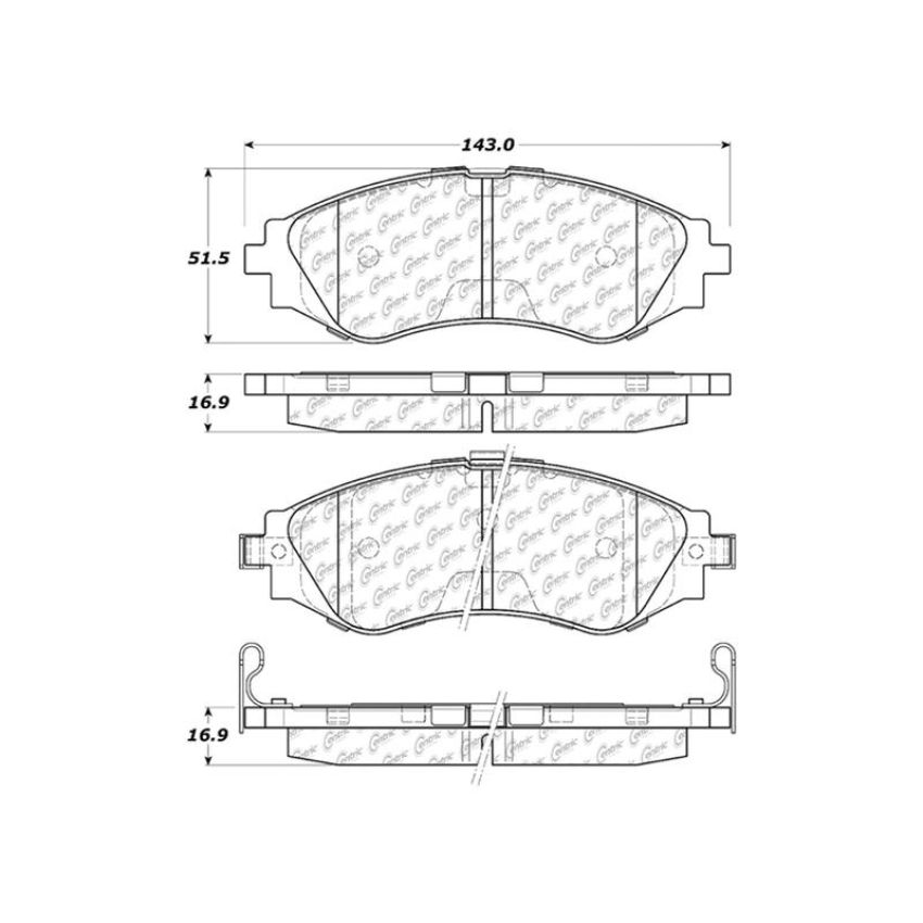 CENTRIC PARTS 300.07970 Centric Premium Semi-Metallic Brake Pads with Shims and Hardware
