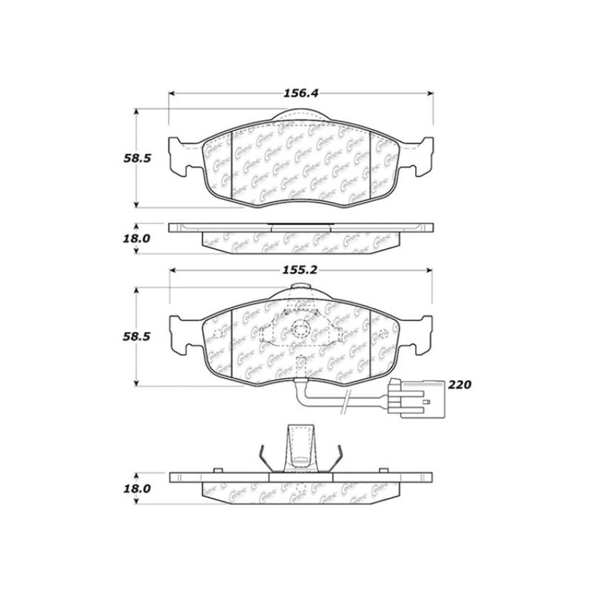 CENTRIC PARTS 300.08010 Centric Premium Semi-Metallic Brake Pads with Shims and Hardware