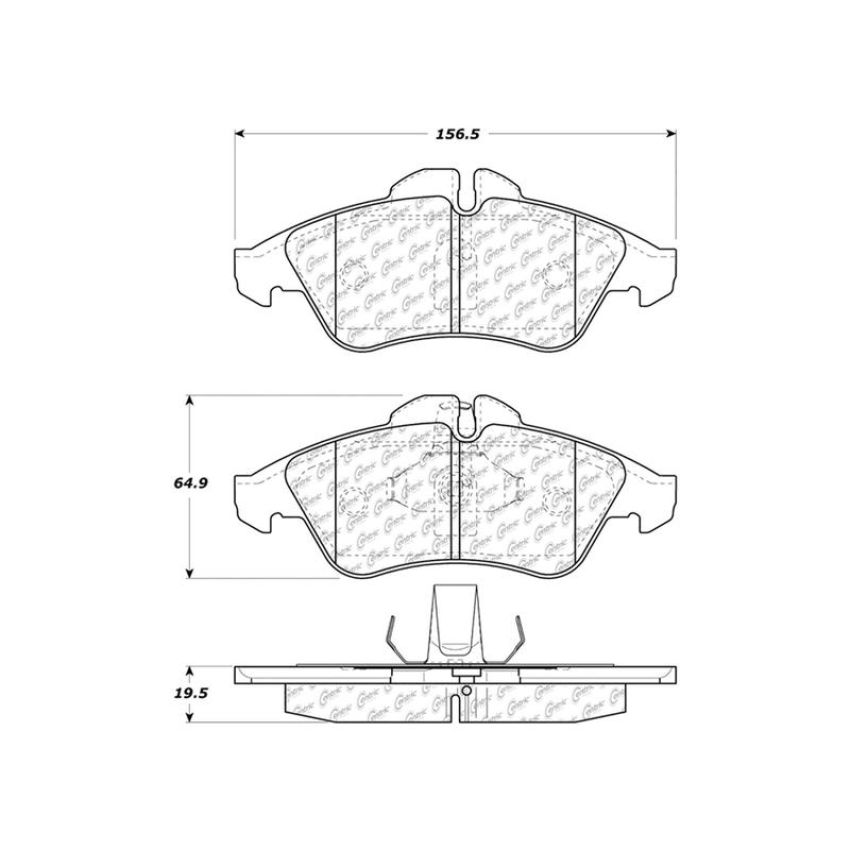 CENTRIC PARTS 300.09500 Centric Premium Semi-Metallic Brake Pads with Shims and Hardware