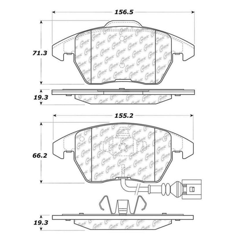 CENTRIC PARTS 300.11070 Centric Premium Semi-Metallic Brake Pads with Shims and Hardware