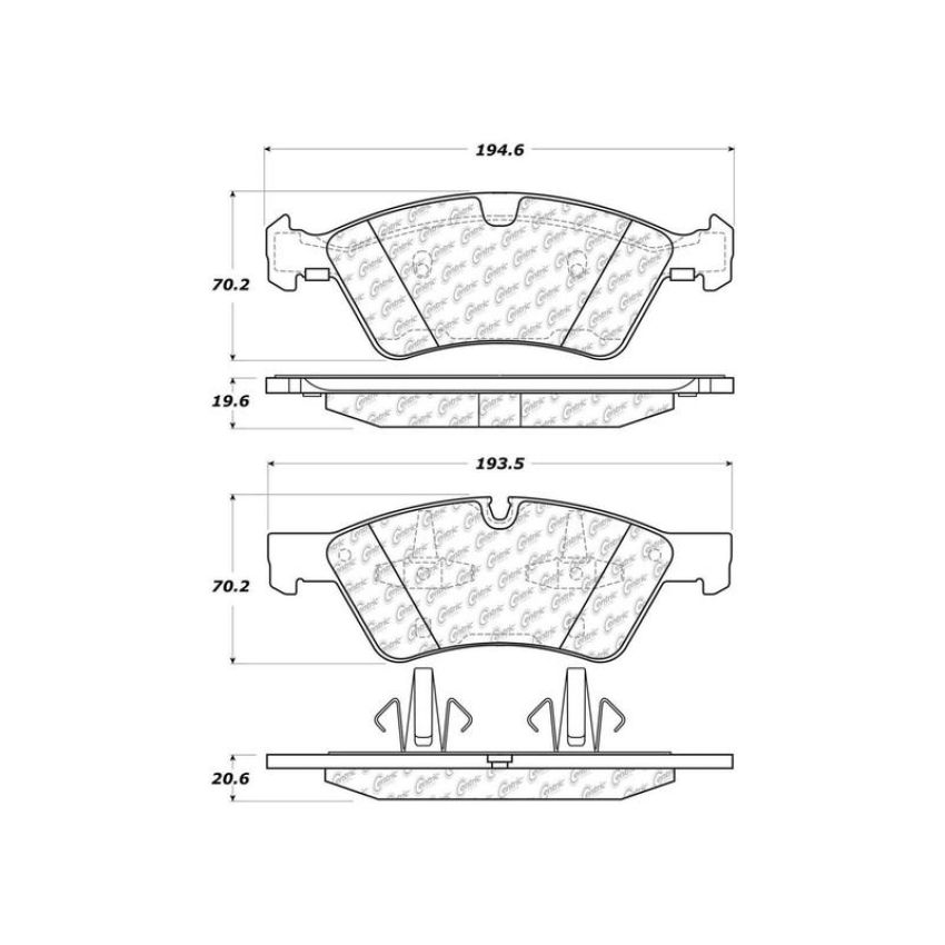 CENTRIC PARTS 300.11230 Centric Premium Semi-Metallic Brake Pads with Shims and Hardware