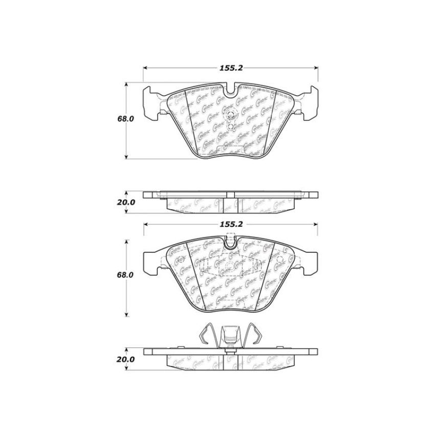 CENTRIC PARTS 300.12600 Centric Premium Semi-Metallic Brake Pads with Shims and Hardware