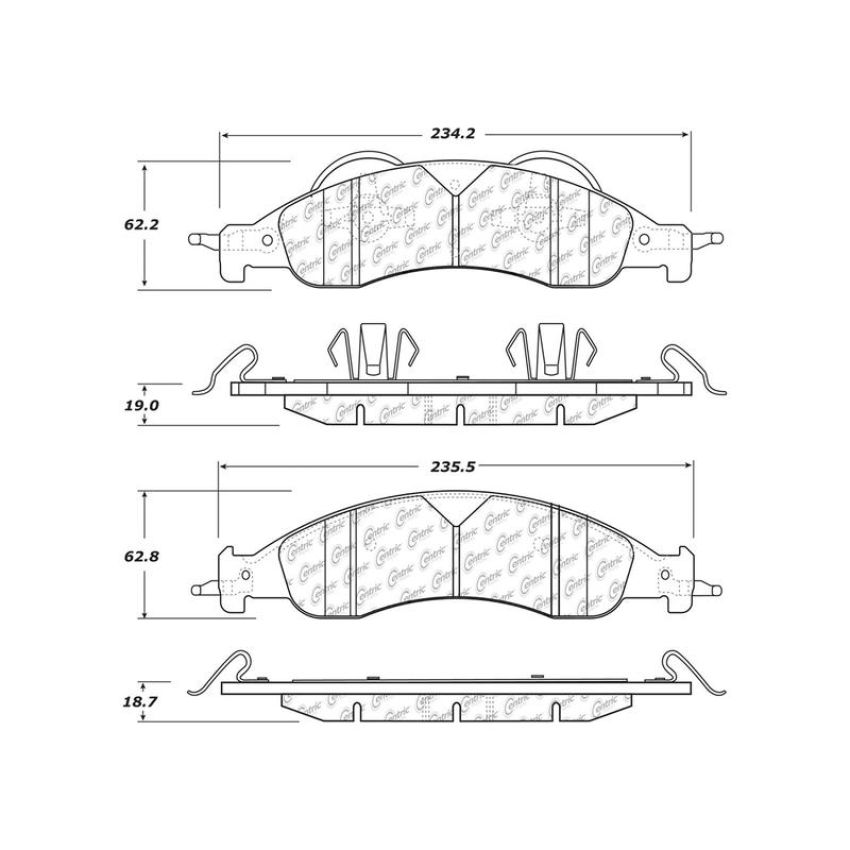 CENTRIC PARTS 300.12780 Centric Premium Semi-Metallic Brake Pads with Shims and Hardware