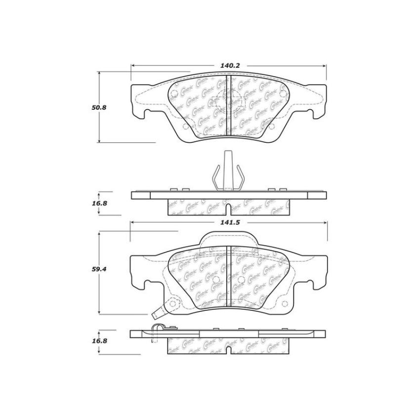 CENTRIC PARTS 300.14980 Centric Premium Semi-Metallic Brake Pads with Shims and Hardware