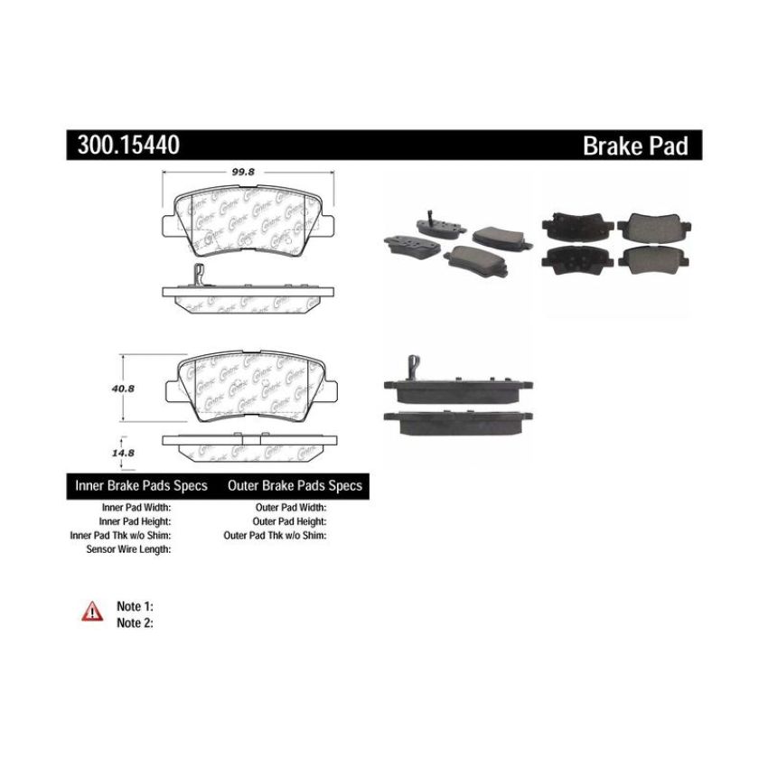 CENTRIC PARTS 300.15440 Centric Premium Semi-Metallic Brake Pads with Shims and Hardware